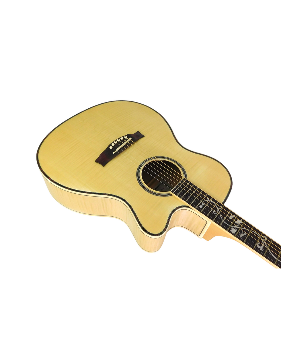 Thumbnail: Caraya SDG837CEQN All Flame Maple Built-In Pickups/Tuner Cutaway Acoustic Guitar
