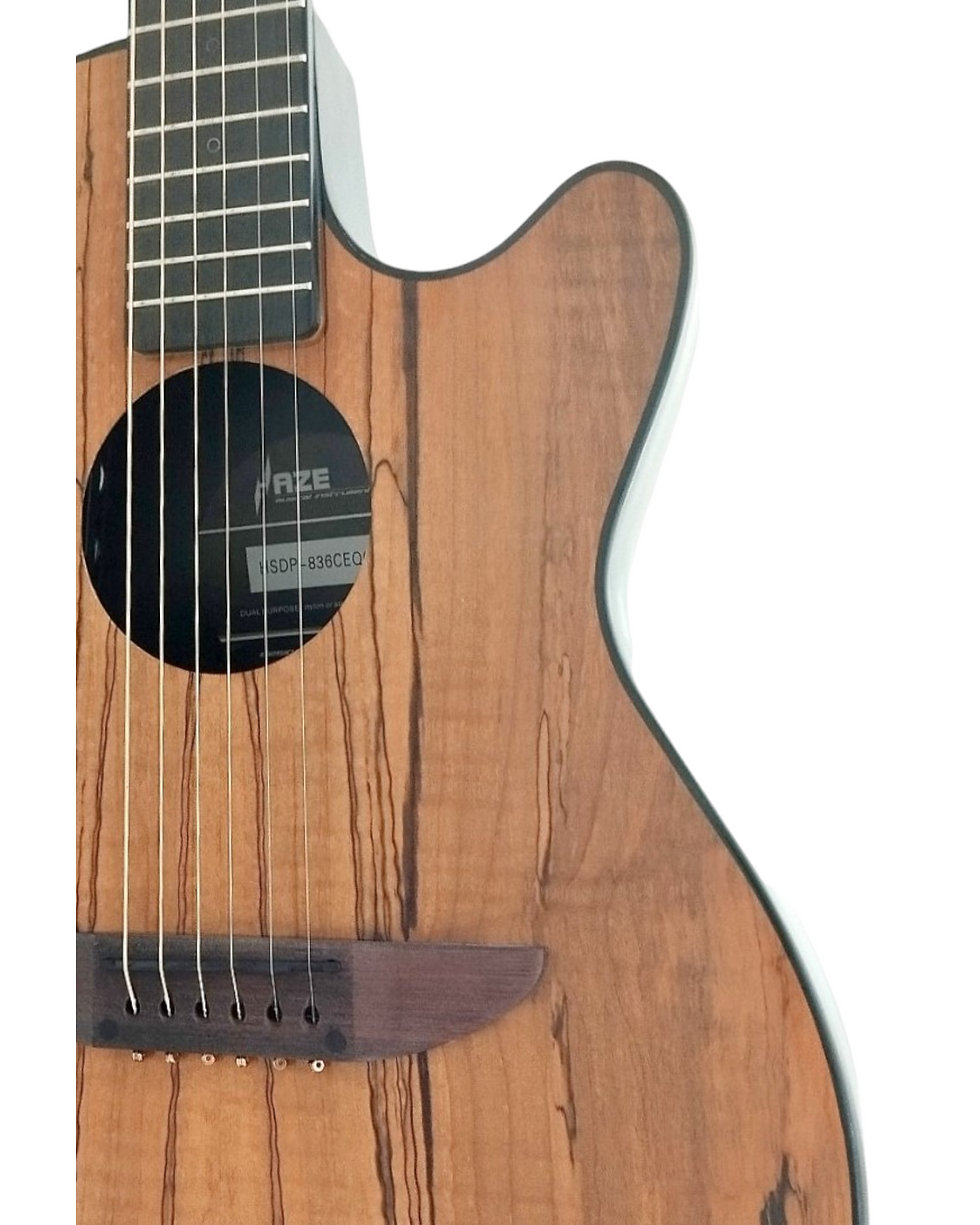 Thumbnail: Haze HSDP836CEQGC 38" Roundback Traveller Built-In Pickups Acoustic Guitar - Nat