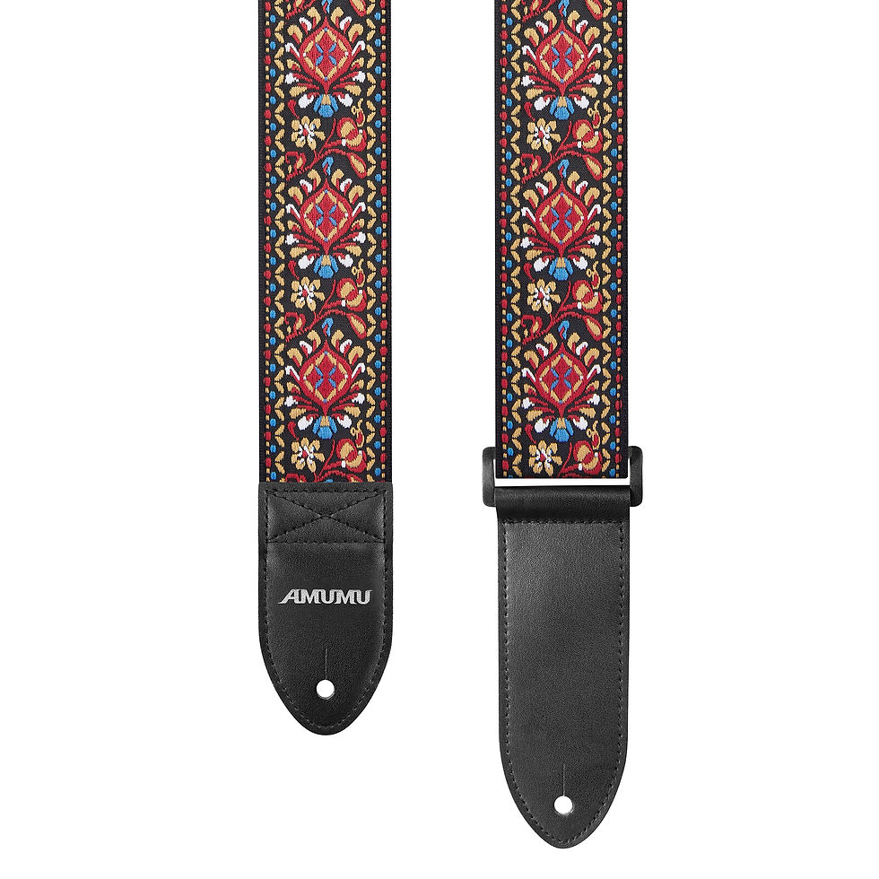 Thumbnail: Amumu Vintage Embroidery Guitar Strap Red Cotton - CO11JRD