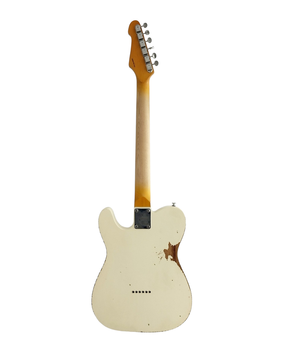 Thumbnail: Haze Maple Neck Vintage Hardware Relic HTL Electric Guitar - White HSVTGTLA