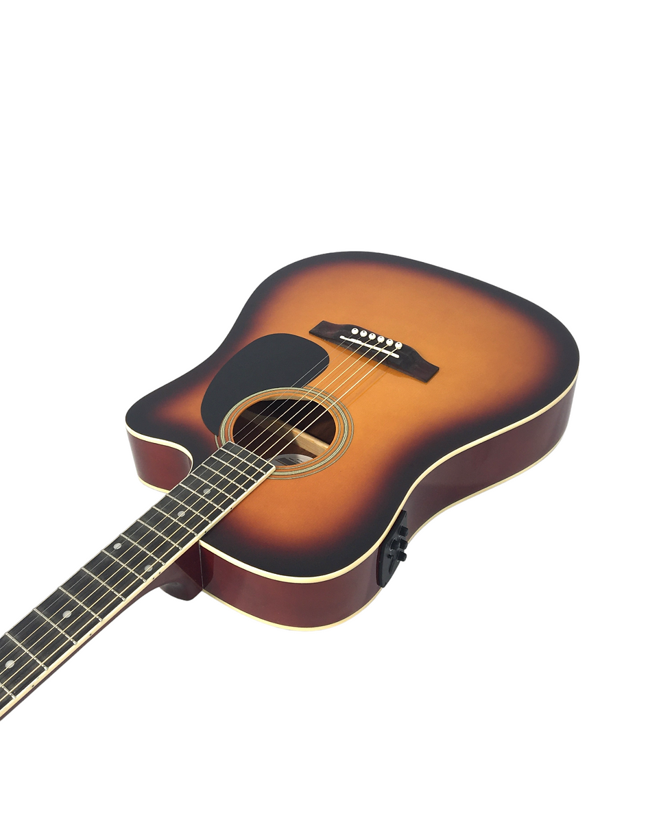 Thumbnail: Haze F631BCEQBS Thin-Body Built-In Pickups/Tuner Acoustic Guitar - Sunburst with