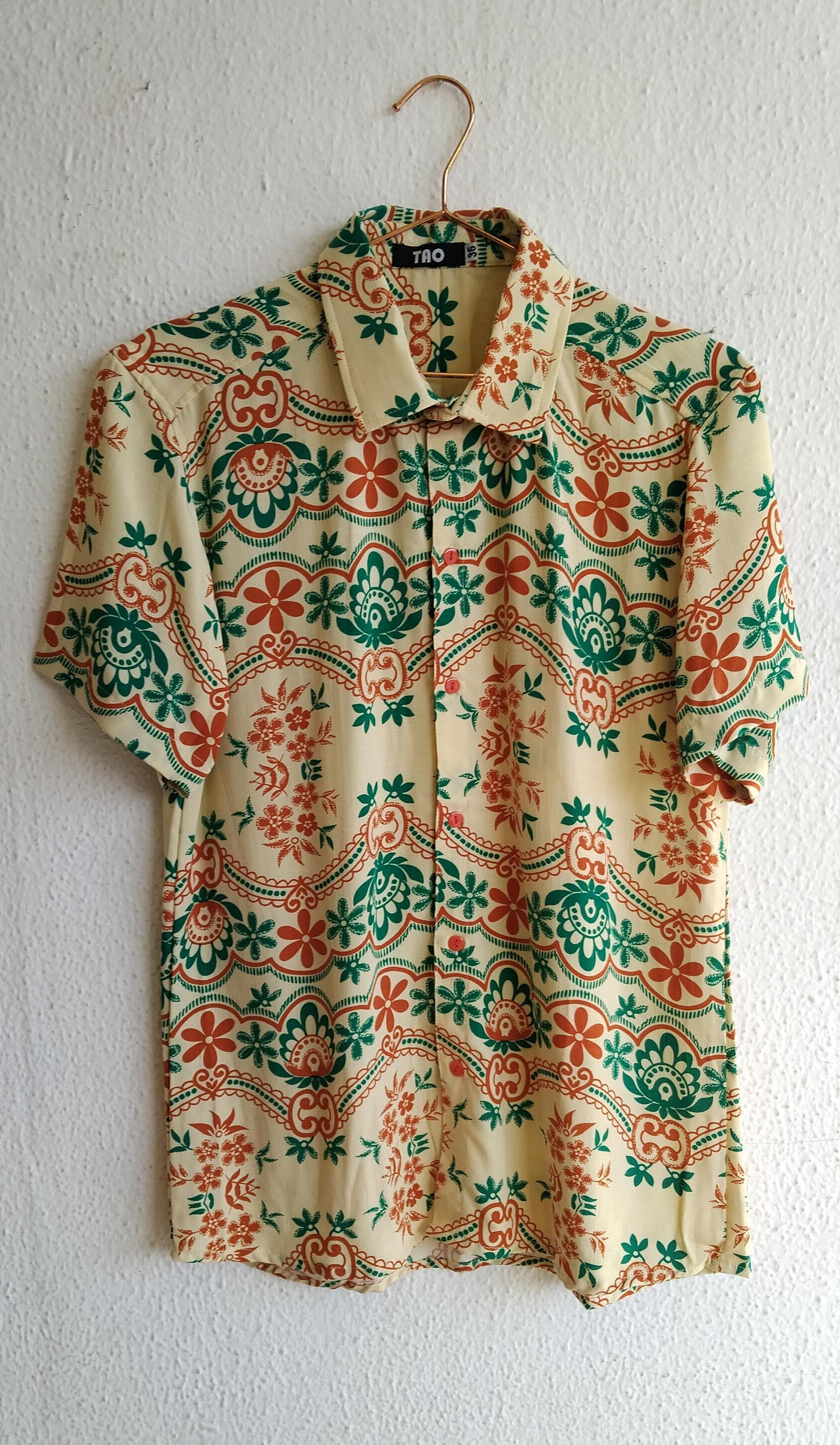 CAMISA BOTÃO ASTECA FLORAL VERDE