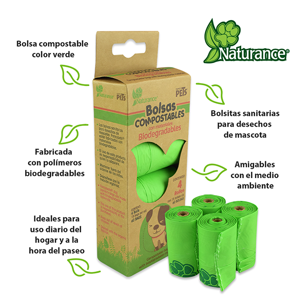 Miniatura: BOLSAS SANITARIAS BIODEGRADABLES 4 ROLLOS / 60 BOLSAS