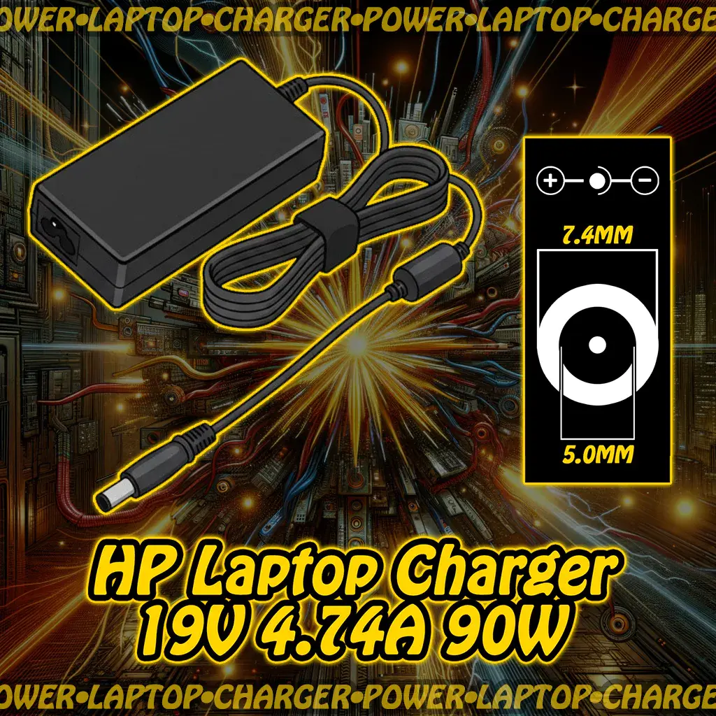 HP 19V Laptop Charger • 90W Power Supply • 7.4mm x 5.0mm w/ Pin