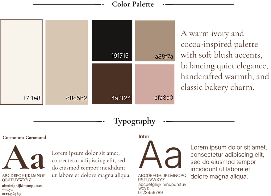 Maison Lune warm neutral color palette and serif typography