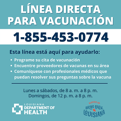 Spanish version: Vaccine Hotline 1-855-453-0774 for help getting a COVID 19 vaccine.