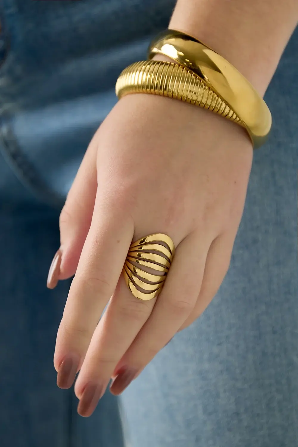 Goudkleurige statement ring – verstelbaar