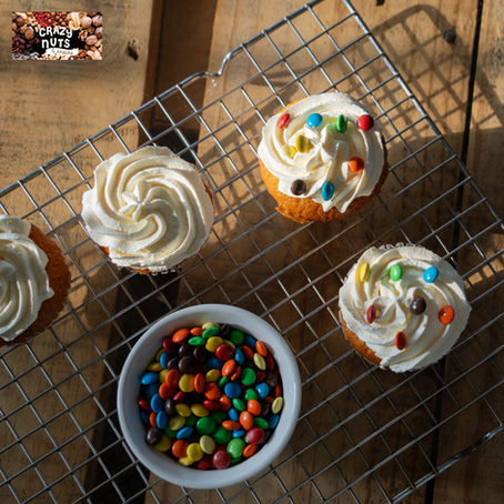 Frosted cupacakes decorated with Mini Smarties