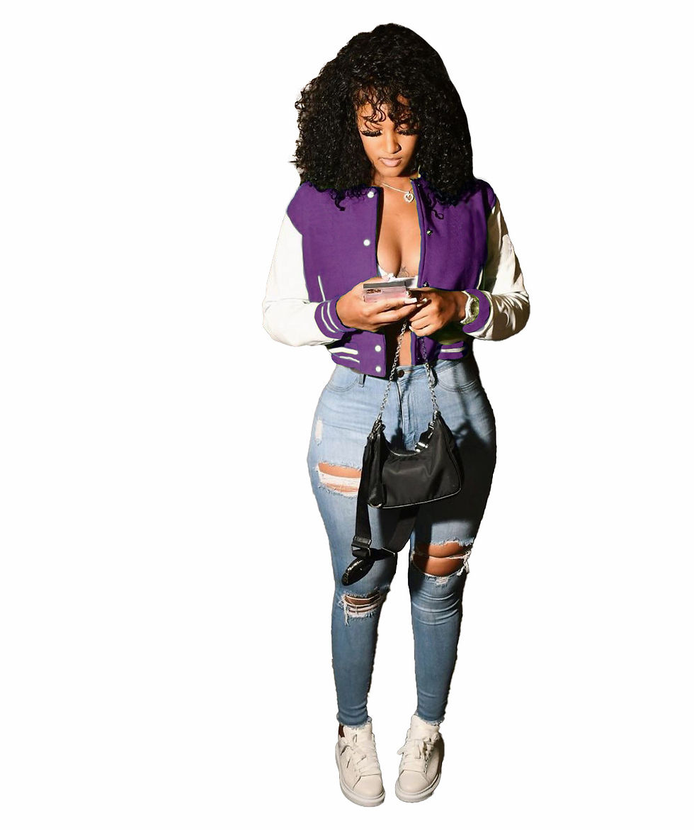 Miniatura: Women Crop Letterman Jackets Winter Long Sleeves Coats