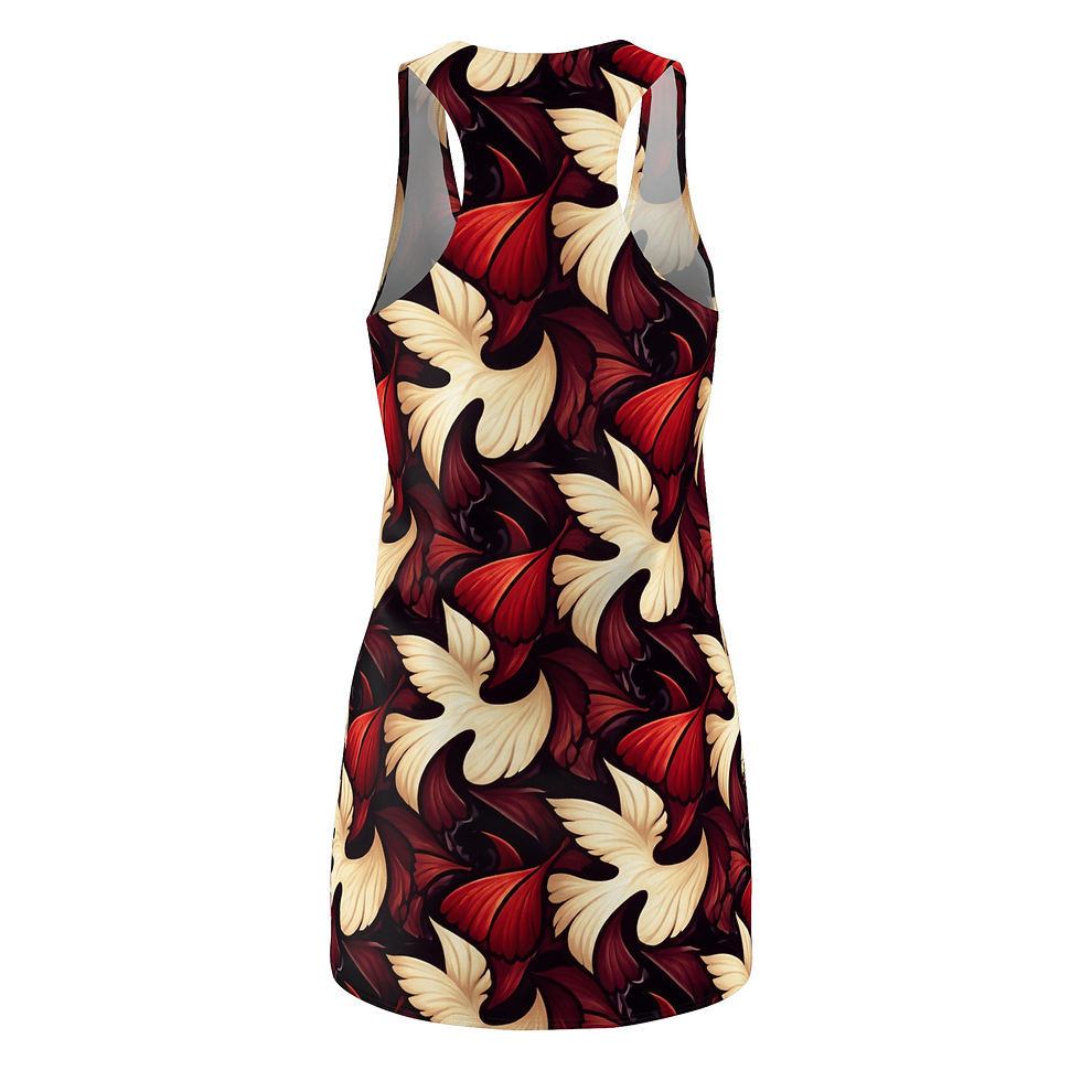 Thumbnail: Cream & Red Tessellations All-Over Print Racerback Dress