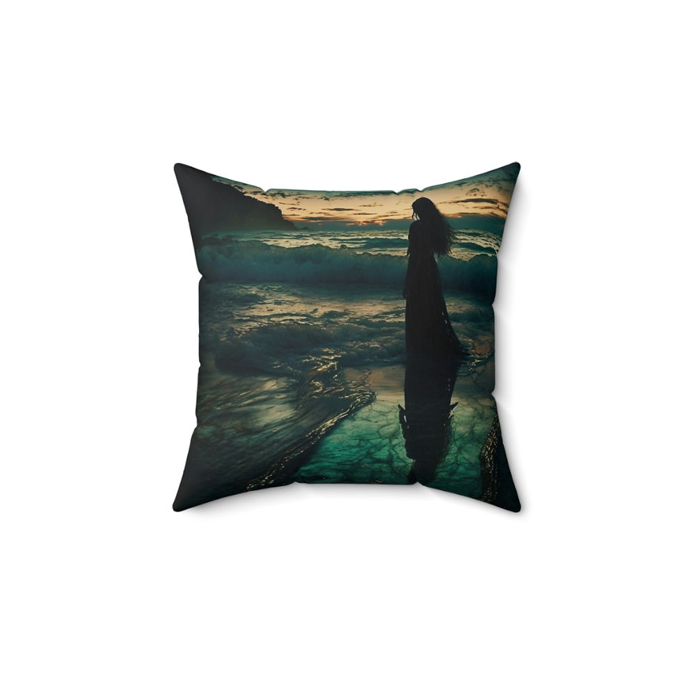Thumbnail: Dark Mermaid Faux Suede Square Pillow