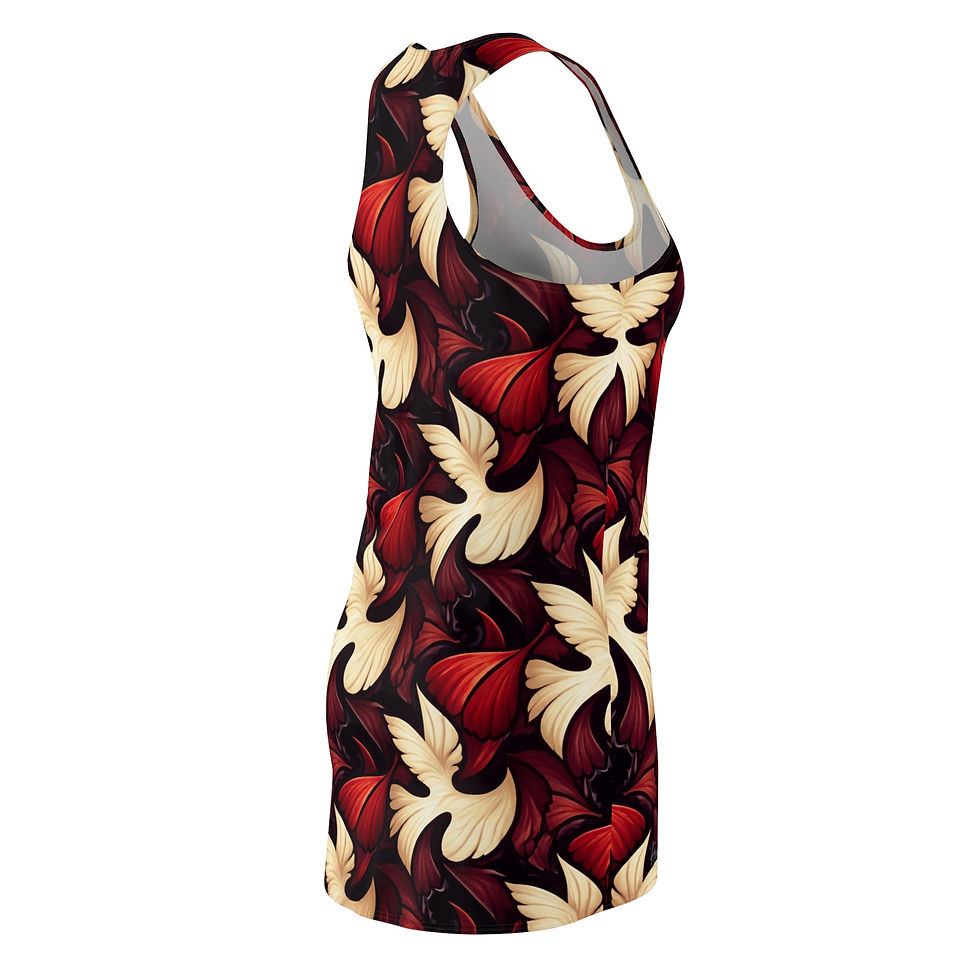 Thumbnail: Cream & Red Tessellations All-Over Print Racerback Dress