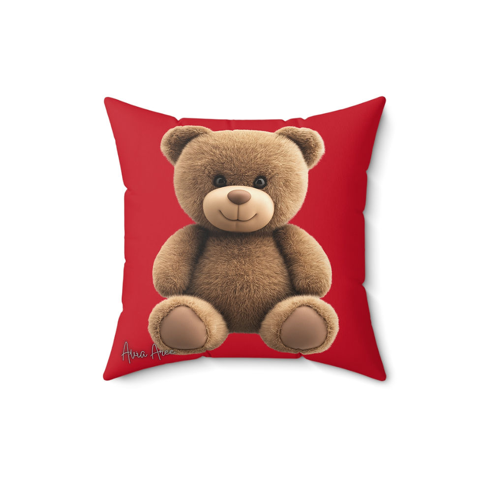 Miniatura: Teddy Bear Faux Suede Pillow - Cute Plush Red Decorative Cushion