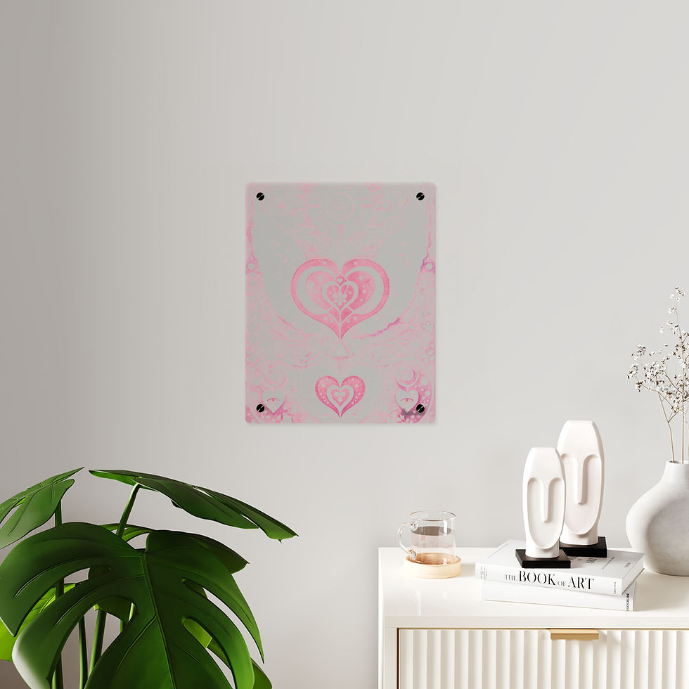 Miniaturbild: Pink Heart Acrylic Wall Art Panel — Romantic Decorative Heart Wall Decor