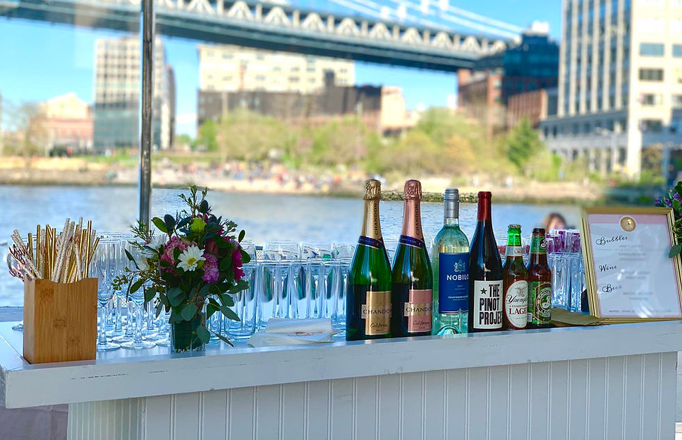 Gorgeous bar setup in front of Manhattan Bridge.
