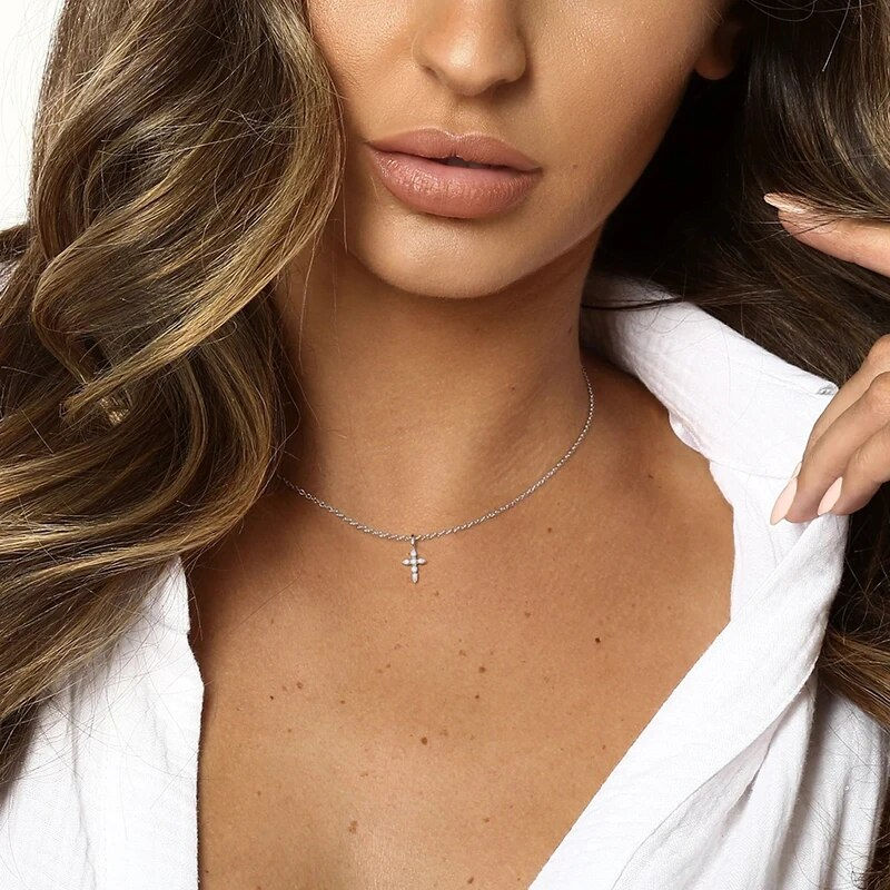 Thumbnail: Addie Crystal Cross Necklace