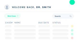 Welcome back, Dr. Smith, dashboard view with case information.