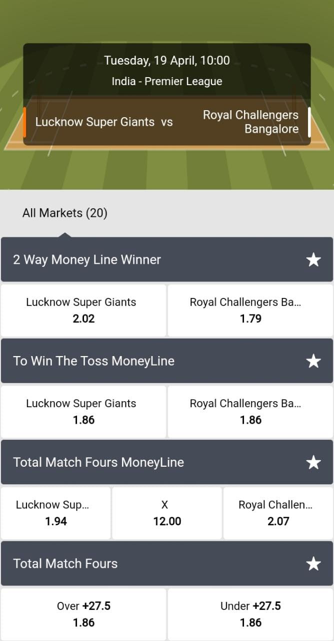 IPL match betting odds