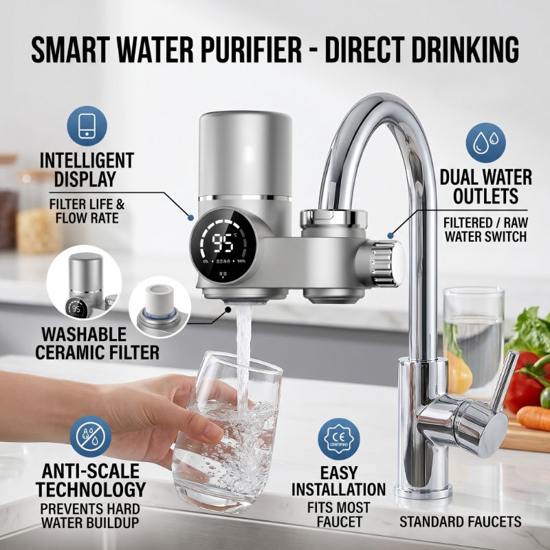 Robinet de cuisine monocommande pour eau chaude et froide, purificateur et filtr