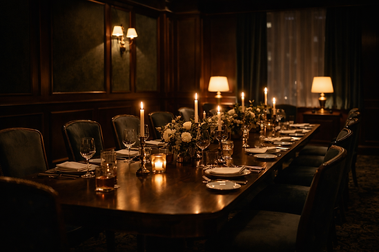 Elegant private dining setup at dusk.png