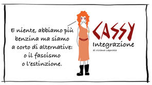 Vignetta di Cassy Integrazione su fascismo e cambiamento climatico.