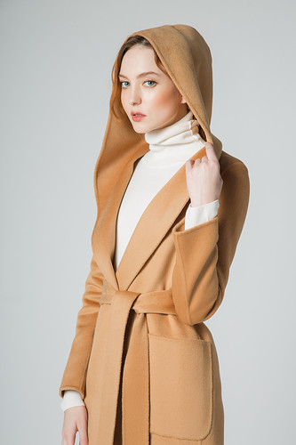 100% Cashmere Wool Classic Coat with Hood