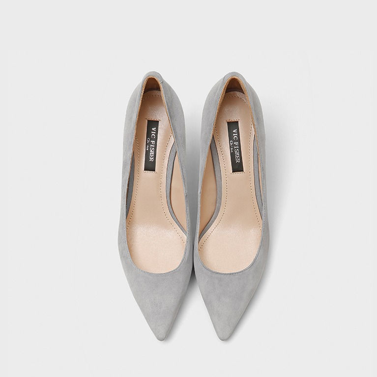 Thumbnail: Lambskin Classic Comfortable Light Grey Pointed Toe Pump