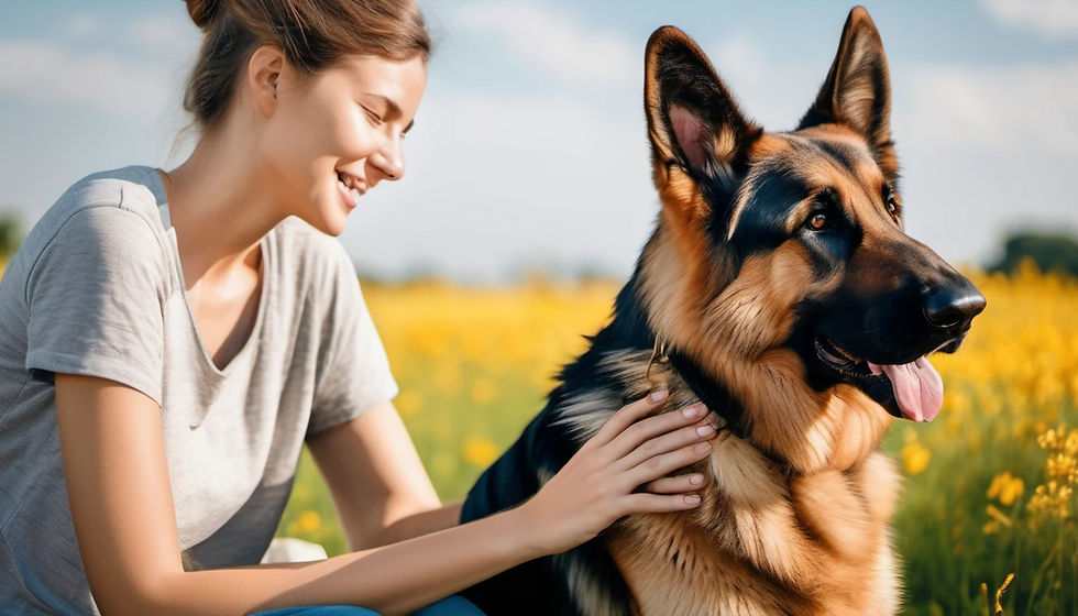 owner with German Shepherd