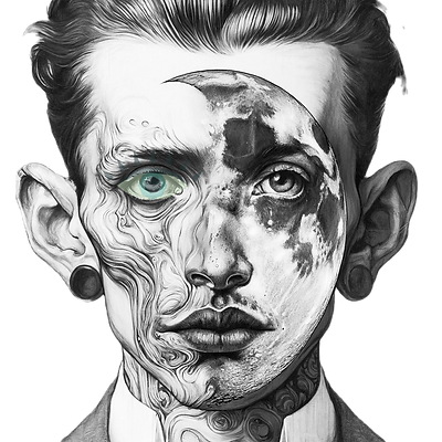 DALL·E 2024-04-25 13.45.45 - Modify the existing artistic portrait of a man with an invert