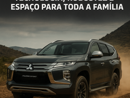 Mitsubishi Pajero Sport 2025 SUV robusto com sete lugares, faróis full-LED e visual moderno pronto para trilhas e uso urbano.