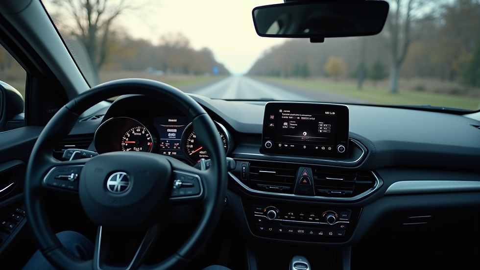 Eye-level view of car dashboard with radio showing Bluetooth connection screen