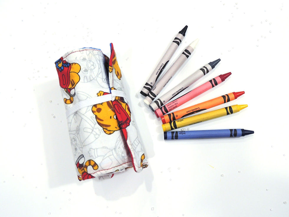 DIY travel crayon holder folded up.