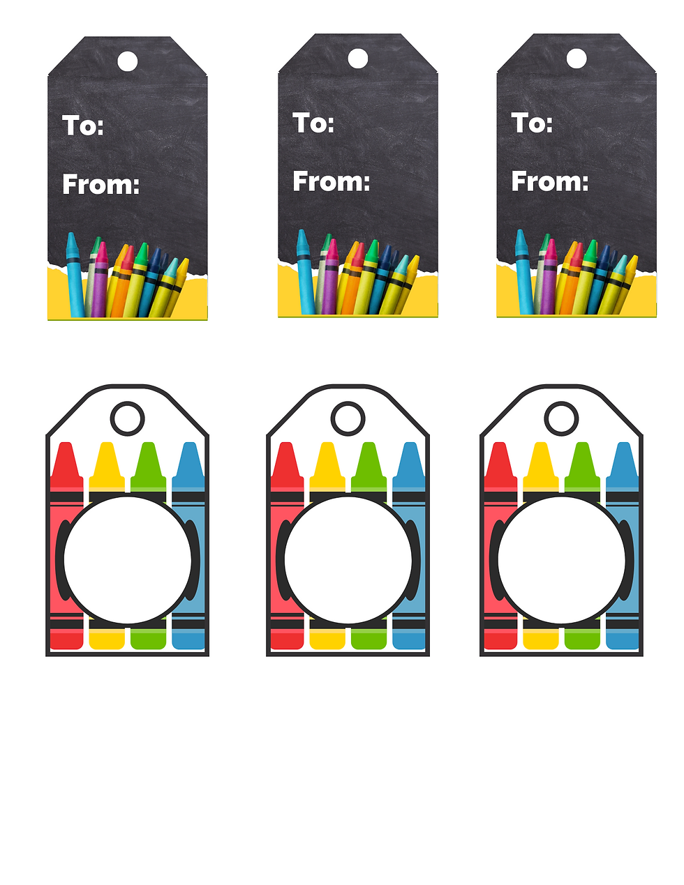 Free printable tags to attach to a diy travel crayon holder.