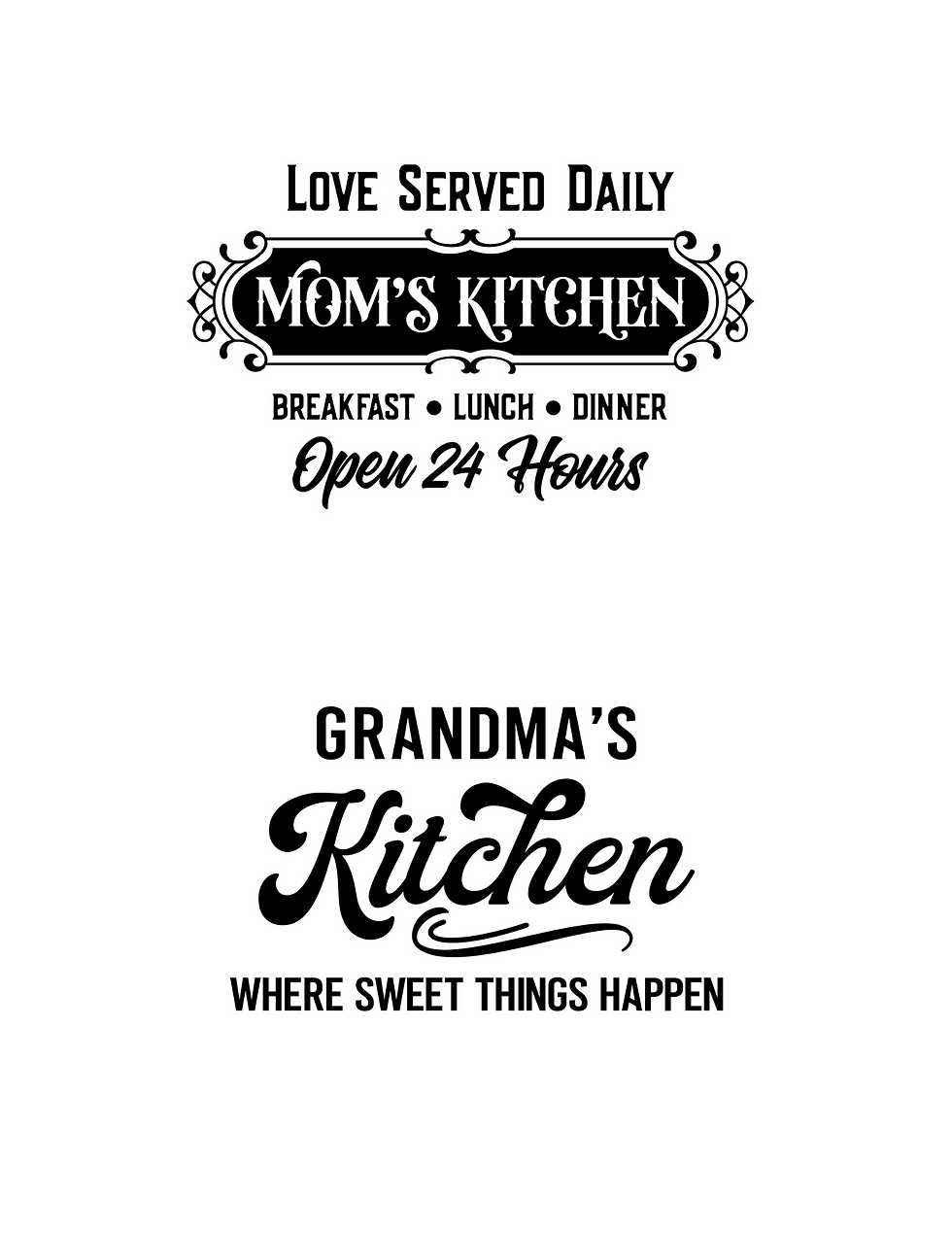 Two png designs to put on a glass cutting board.