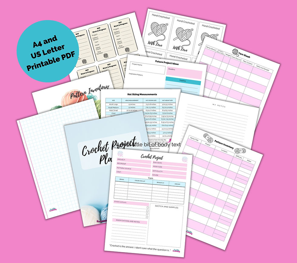 Printable crochet project planner