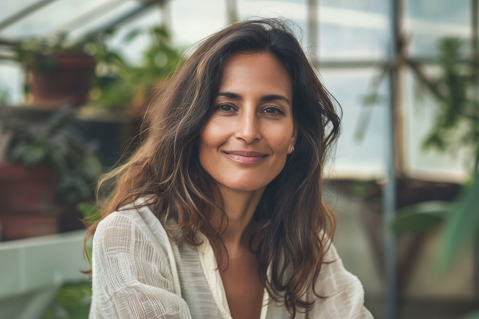 Midlife woman finding relief through homeopathy during menopause