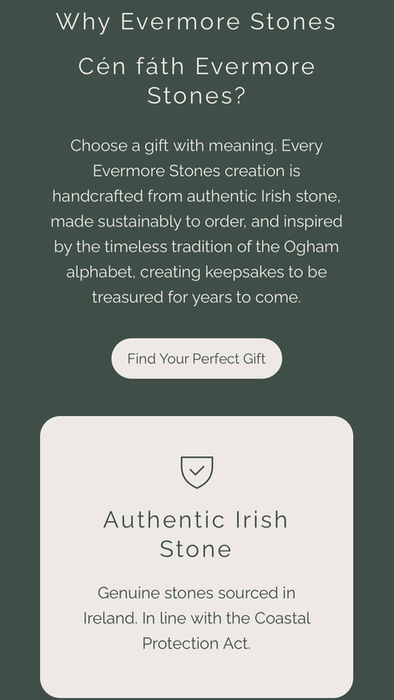 Evermore Stones Authentic Irish Stone certification details
