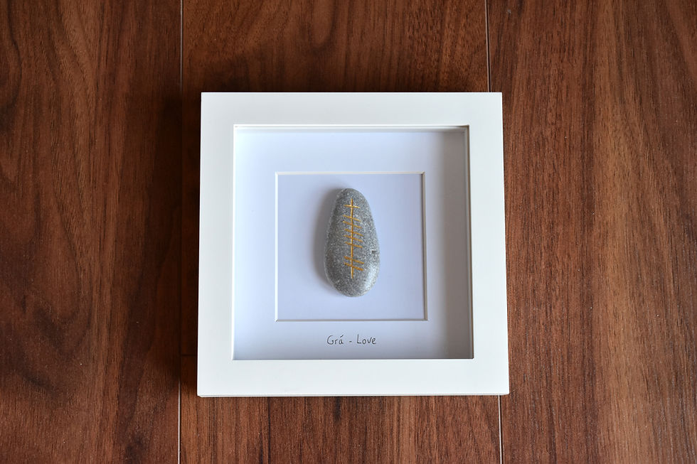 Grá (Love) Ogham Stone Frame with hand-painted pebble
