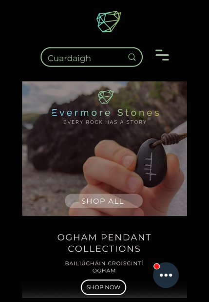 a creenshot of evermore stones website home page