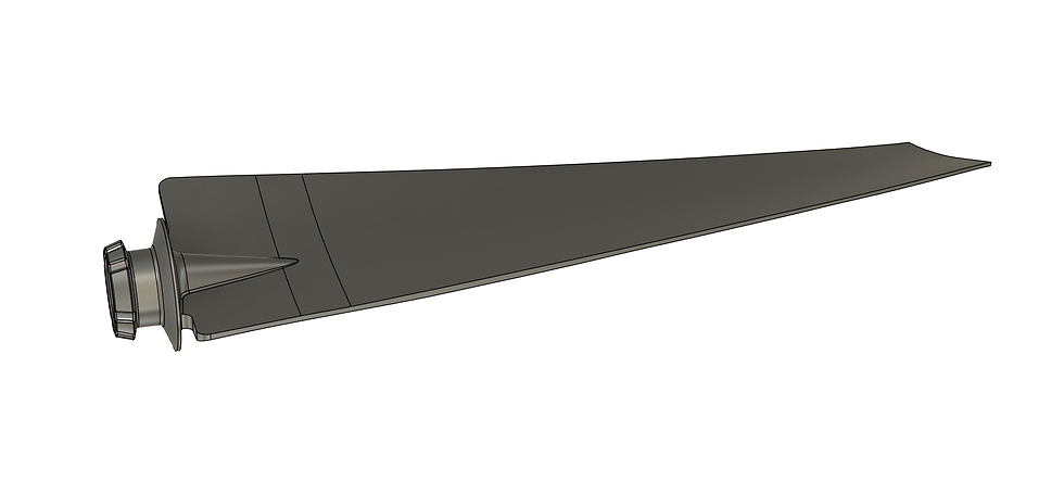 Injection-molded plastic part exhibiting visible warpage, causing a noticeable deviation from its intended flat or straight shape. The deformation is likely due to uneven cooling, residual stresses, or improper mold design. The part has a sleek, aerodynamic profile, and the distortion is more pronounced along its length