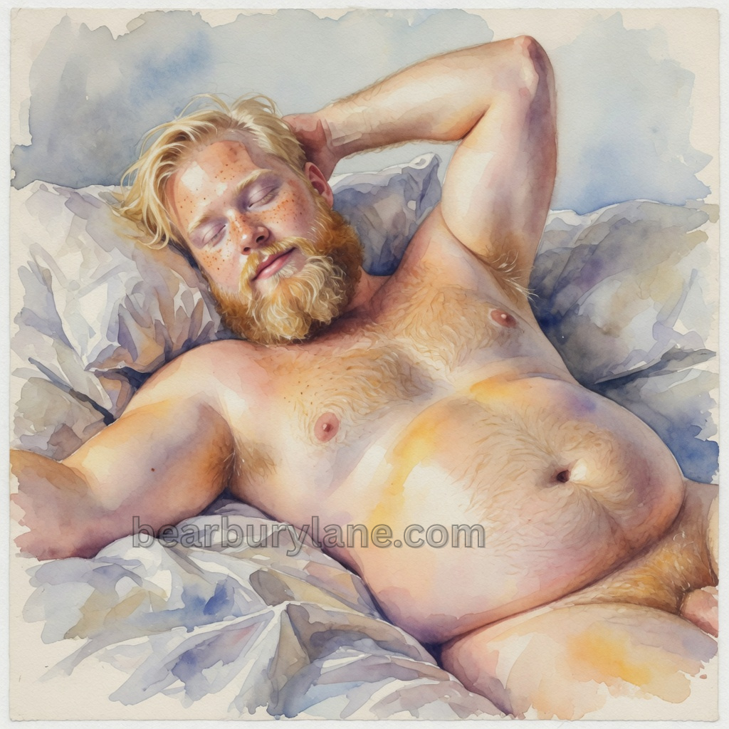 Blond Gay Bear Male Nude Art Poster Bedroom Wall Print