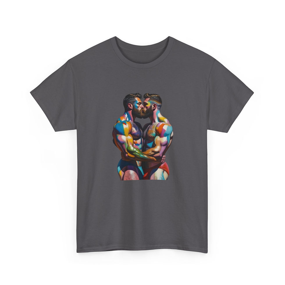 Thumbnail: Rainbow Kiss T-Shirt | Gay Pride Men's Shirt LGBTQ Gay Couple Art Tee