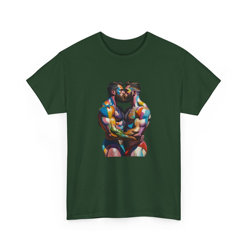 Thumbnail: Rainbow Kiss T-Shirt | Gay Pride Men's Shirt LGBTQ Gay Couple Art Tee