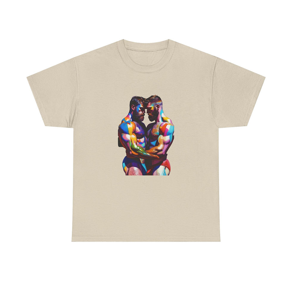 Thumbnail: Rainbow Couple T-Shirt | Gay Pride Men's Shirt LGBTQ Gay Couple Art Tee