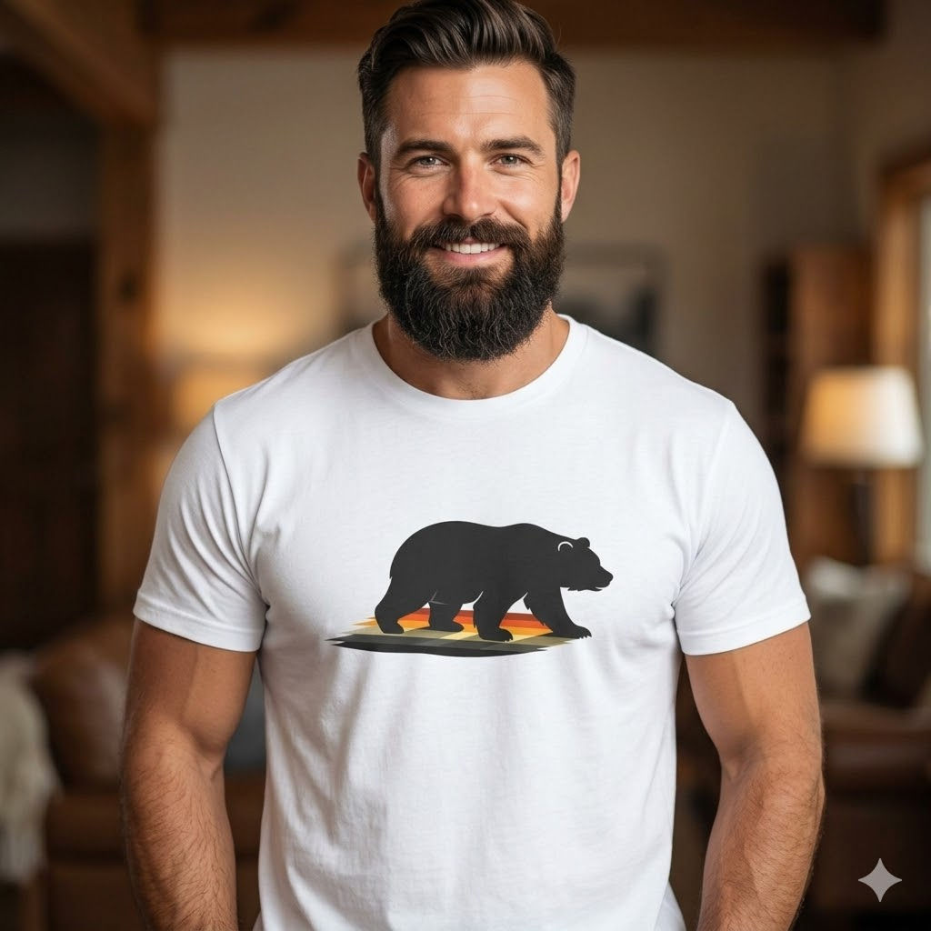 Shadow Bear Gay Bear T-Shirt | Bear Pride Flag Tee LGBTQ Gay Men
