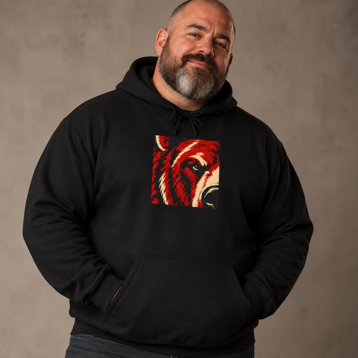 Gay Bear Hoodie Red Grizzly Graphic Sweatshirt