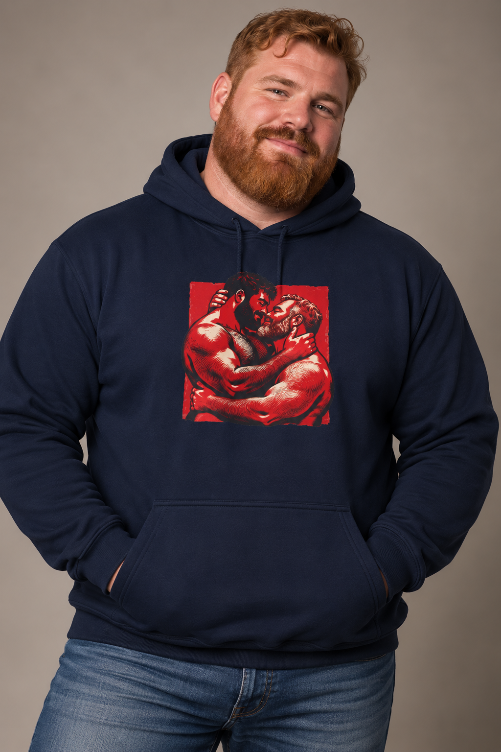 Red Hot Bear Embrace Gay LGBTQ Hoodie