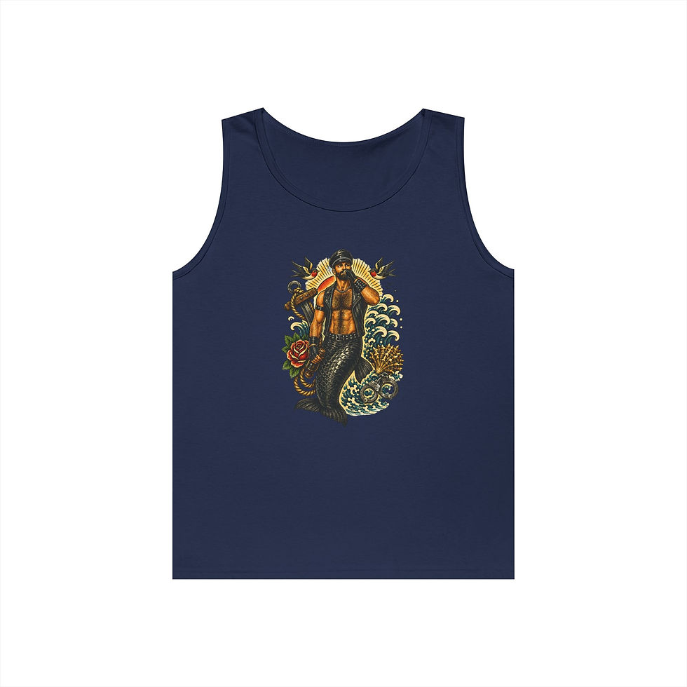Thumbnail: Leather Daddy Gay Bear Merman Tank Top | Leather Bear Pride Vest LGBTQ
