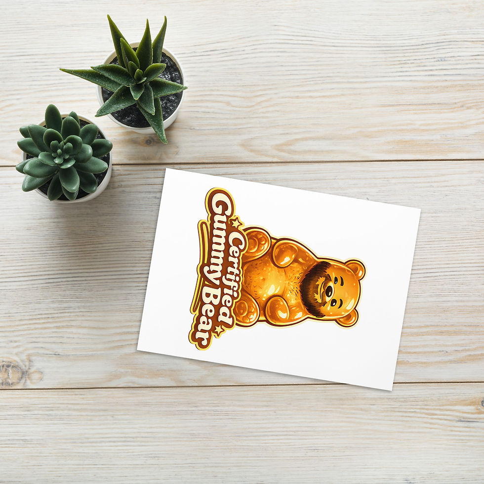 Thumbnail: Certified Gummy Bear Card | Cute Gay Bear Bearded LGBTQ Greeting Card