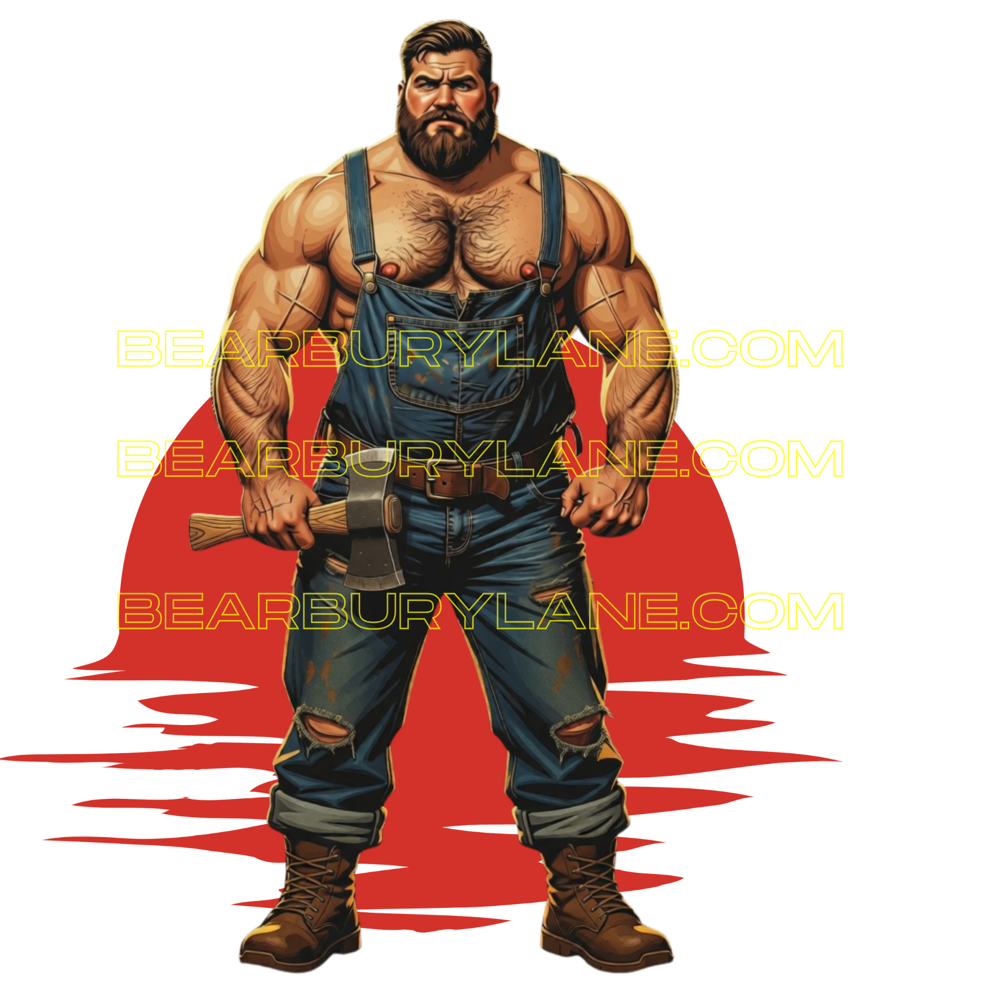 Gay Bear Pride PNG Digital Download Lumberjack Red Burst